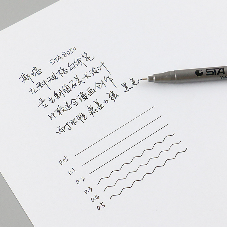 STA STA8050 ultra-fino aguja pluma arte gancho pluma boceto bosquejo contorno pluma negro anime bosquejo pluma