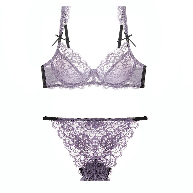 Special Clearance Ultra-Thin Transparent Lace Sexy Bra Set Exquisite Lace Pattern with Steel Ring Women's Intimates Special Clearance Ultra-Thin Transparent Lace Sexy Bra Set Exquisite Lace Pattern with Steel Ring Women's Intimates