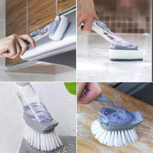 New long-handled pot cleaning brush, kitchen dishwashing brush, dishwashing sponge with liquid pot cleaning brush, pot brush