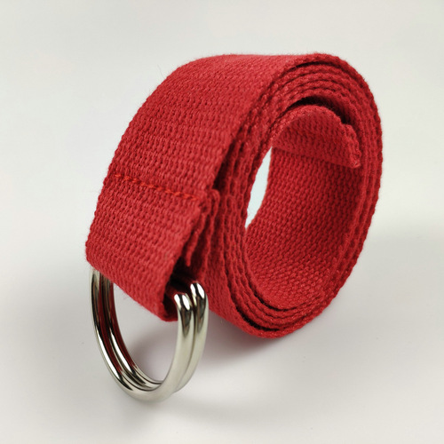 Self-produced and sold 3.8CM double D-shaped canvas belt for ladies, multi-color casual versatile work pants belt, in stock