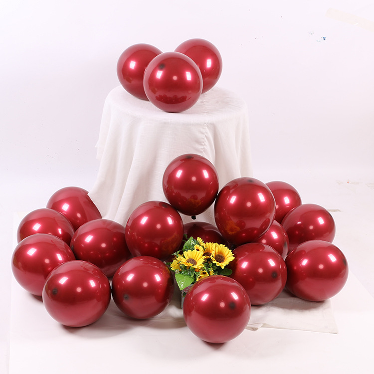 10 pulgadas boda doble capa globo de metal cereza púrpura globo cumpleaños boda Decoración habitación doble capa Chanel Globo Rojo