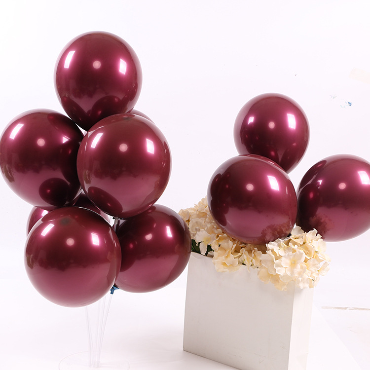 10 pulgadas boda doble capa globo de metal cereza púrpura globo cumpleaños boda Decoración habitación doble capa Chanel Globo Rojo