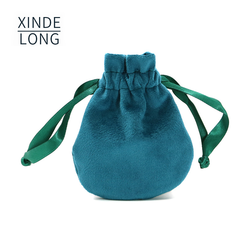 墨绿色真丝绒圆底袋丝带小布袋子优质绒布珠宝首饰袋印logo