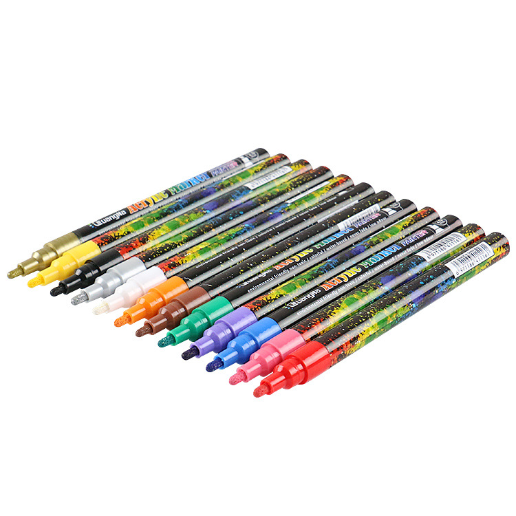 Guangna s130-12 traje de acrílico color marcador de arte 12 color traje 2mm pluma cabeza de la pluma de pintura transfronteriza