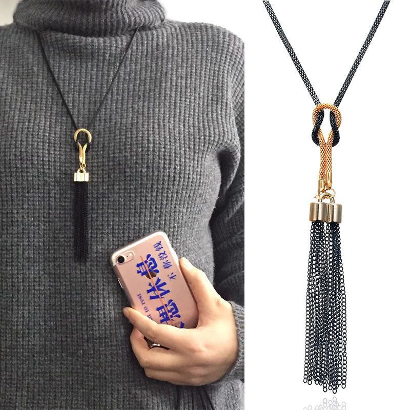 Autumn and Winter 2018 long all-match sweater chain Women's tassel long sweater chain simple Korean style clothing accessories Autumn and Winter 2018 long all-match sweater chain Women's tassel long sweater chain simple Korean style clothing accessories