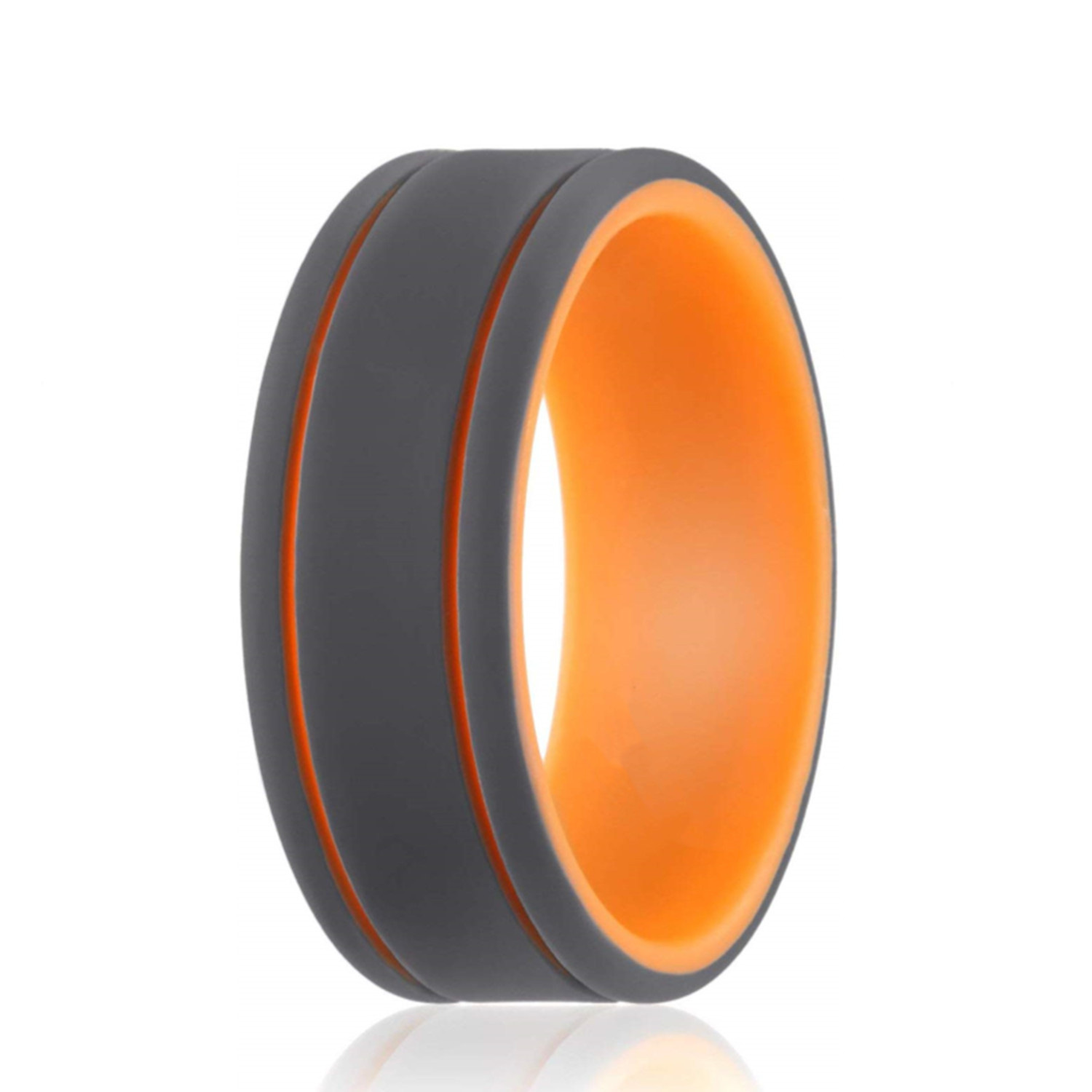 Amazon Hot Sale Silicone Ring Couple Wedding Ring Silicone Double Concave Line Inside and Outside Double Color Ring Sport Ring