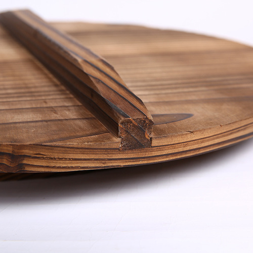 Japanese cedar lid household multi-functional lid anti-overflow anti-scald solid wood lid 32cm round carbonized wood lid