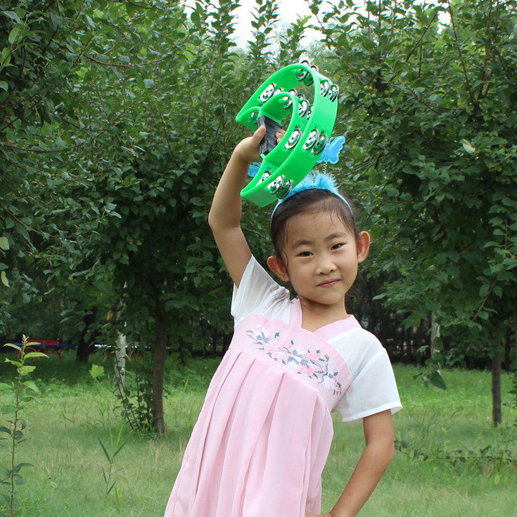 KTV sonajero percusión instrumento pandereta bar Entretenimiento alegría gran campana de plástico doble fila anillo tambor flor