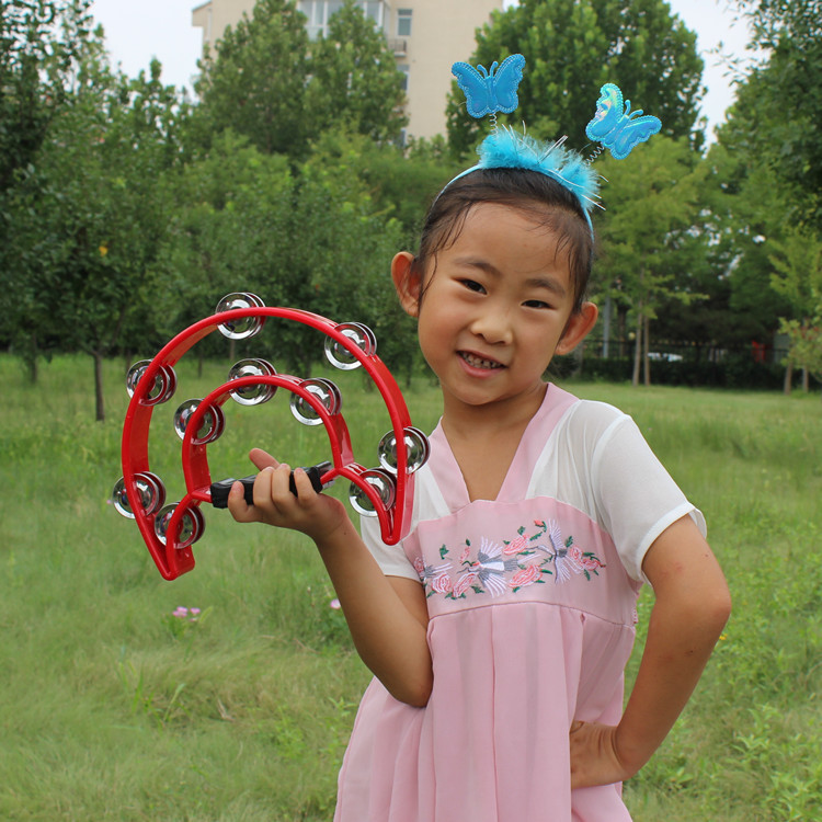 KTV sonajero percusión instrumento pandereta bar Entretenimiento alegría gran campana de plástico doble fila anillo tambor flor