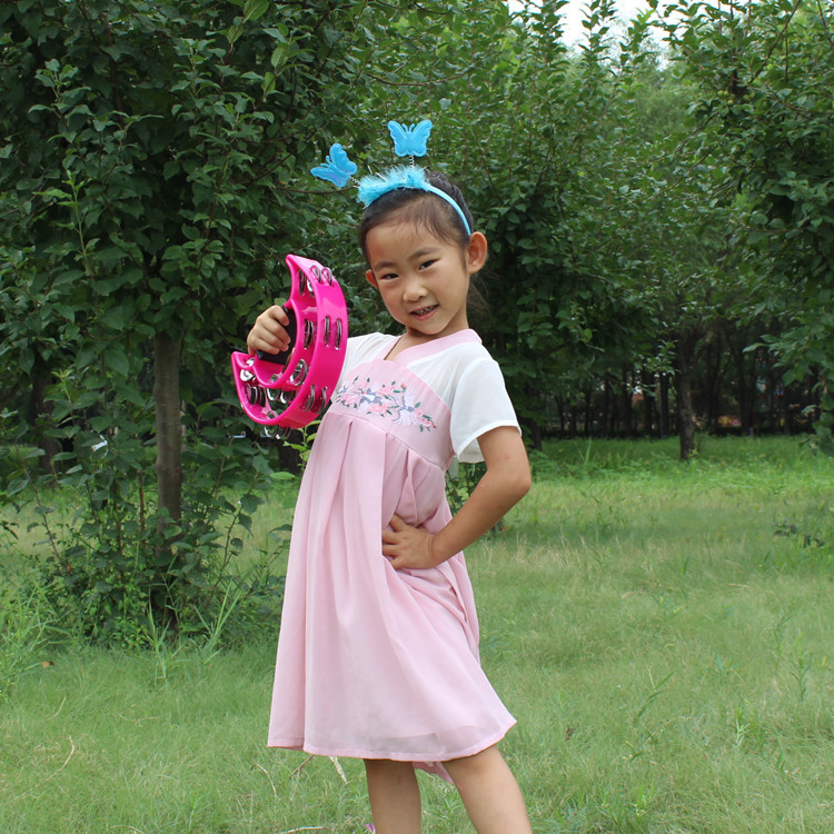 KTV sonajero percusión instrumento pandereta bar Entretenimiento alegría gran campana de plástico doble fila anillo tambor flor