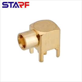 STA-10402 MCX-KWE母头90度弯式PCB焊板四脚母座北斗连接器天线座
