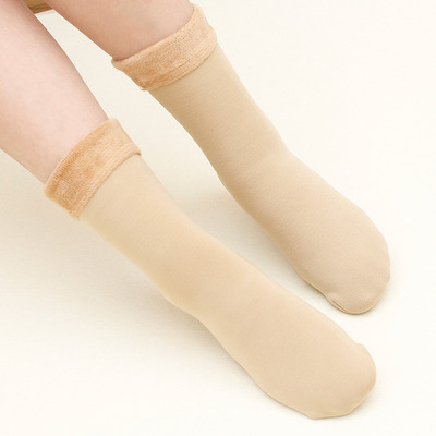 Otoño e invierno calcetines gruesos forrados de lana calcetines de nieve caliente de las mujeres calcetines casuales de media pantorrilla calcetines largos de rodilla al por mayor