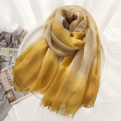 New Wool Scarf for Women - Autumn/Winter Gradient Dyeing and Color Block Design, Japanese and Korean Inspired, Cashmere-Like Shawl for Cross-Border Trade