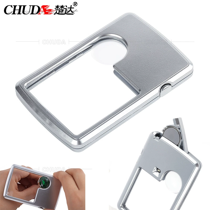 Chuda Square Card Тип Лупа для чтения Легкий портативный акриловый объектив с лампой Submirror 4B-3