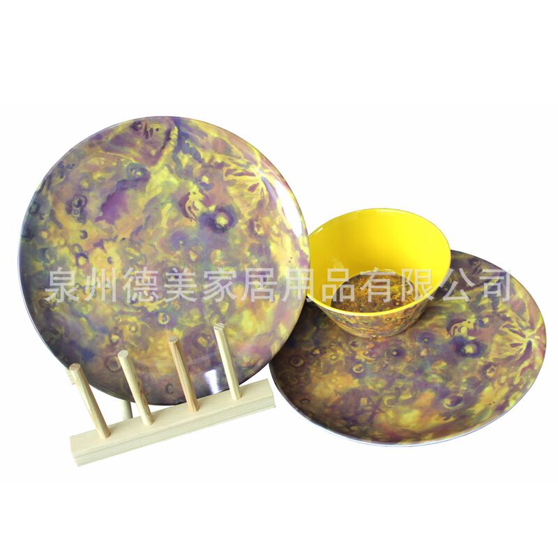 Customized Melamine Dinner Plate Export Can Be Customized with Planet Print Decorative Art Melamine Dinner Set Commemorative Round Plate