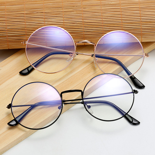 Anti-blue light flat-frame glasses Korean style original Xikou retro round-frame flat computer glasses unisex trendy factory wholesale