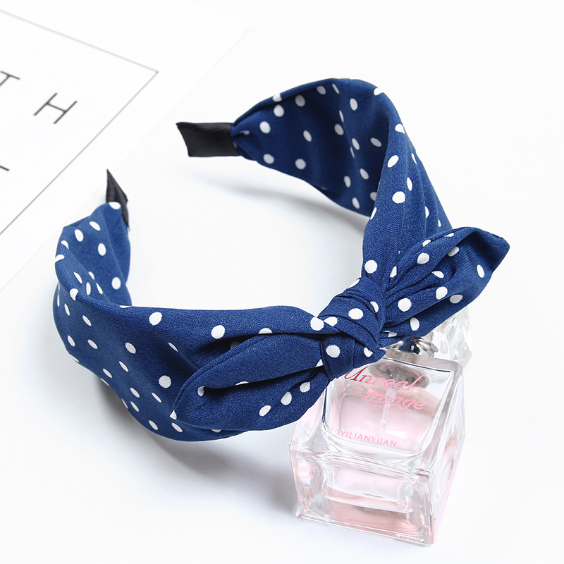 Con cambios nueva Corea del Sur accesorios para el cabello arco Orejas de conejo dulce tela simple borde ancho Polka Dot diadema
