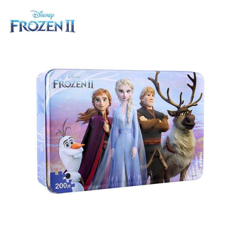 Disney Genuine Licensed Frozen 2 Iron Box 200 Piece Wooden Puzzle Frozen Puzzle Plane Puzzle Toy