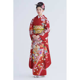 官图参考外网禁 日本和服正装女振袖和服免熨烫传统版需要折襟版