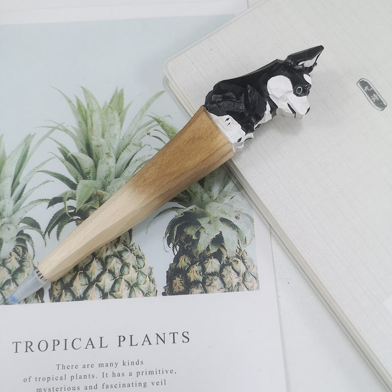 Jirafa elefante lindo animal de dibujos animados pluma tallada a mano creativa pluma de madera talla de madera pluma de gel DIY