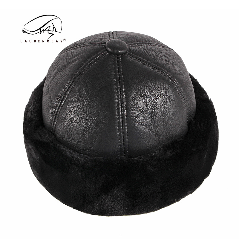 Sombrero de cuero de la PU sombrero de invierno melón sombrero de cuero a prueba de nieve