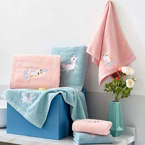Baihua Towel supports drop shipping of new product unicorn towel bath towel set