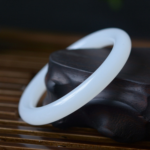 Jade bracelet manufacturer wholesale Afghan white jade round bar bracelet jade chalcedony jade bracelet live source