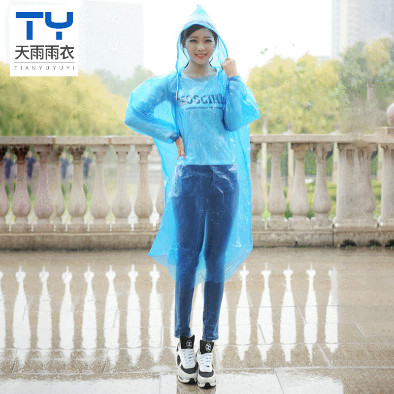 Pe Disposable Raincoat Wholesale Thickeneded Elastic Mouth Pullover Raincoat Outdoor Music Festival Concert Long Raincoat