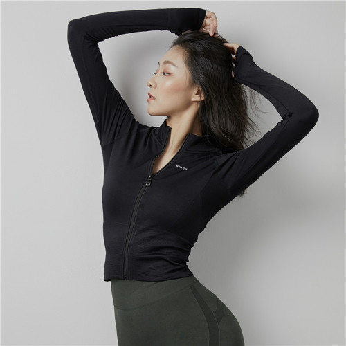 Yi yang Autumn and Winter New Collar Pouching Yoga Clothes Sports Jacket Elastic Breathable Zipper Running Yoga Long Sleeve