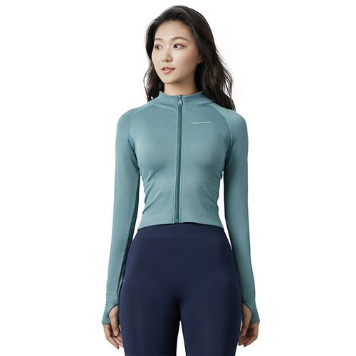 Yi yang Autumn and Winter New Collar Pouching Yoga Clothes Sports Jacket Elastic Breathable Zipper Running Yoga Long Sleeve