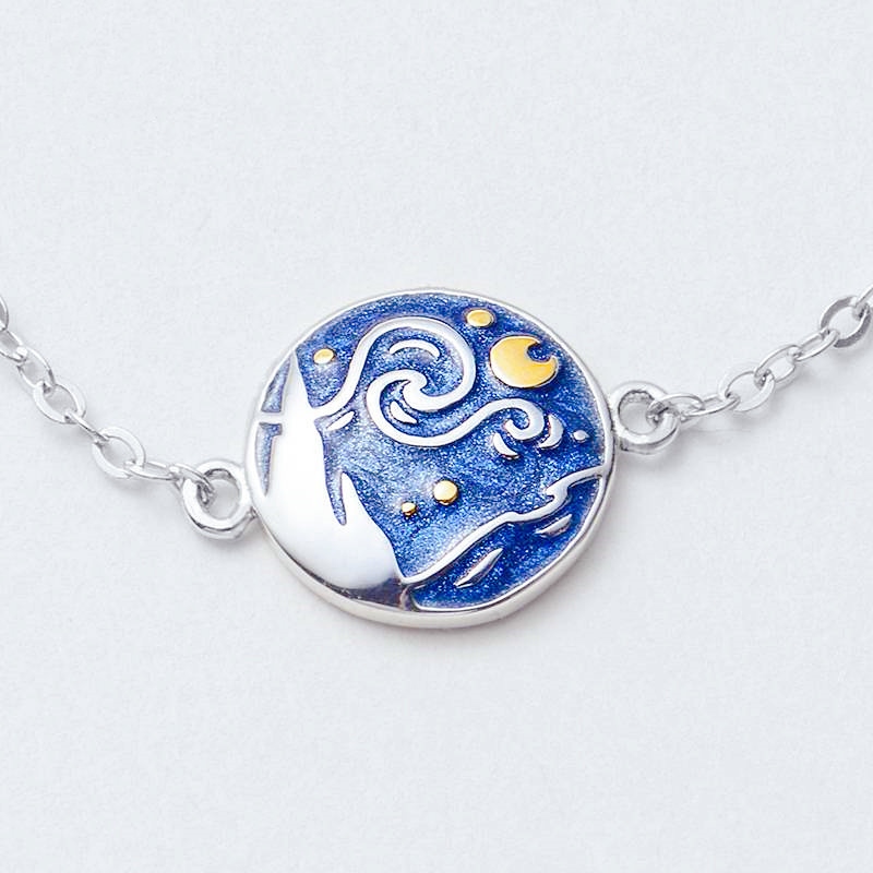 Simple Mori creative Van Gogh Starry Sky bracelet female Korean style personalized temperament epoxy blue bracelet wholesale jewelry