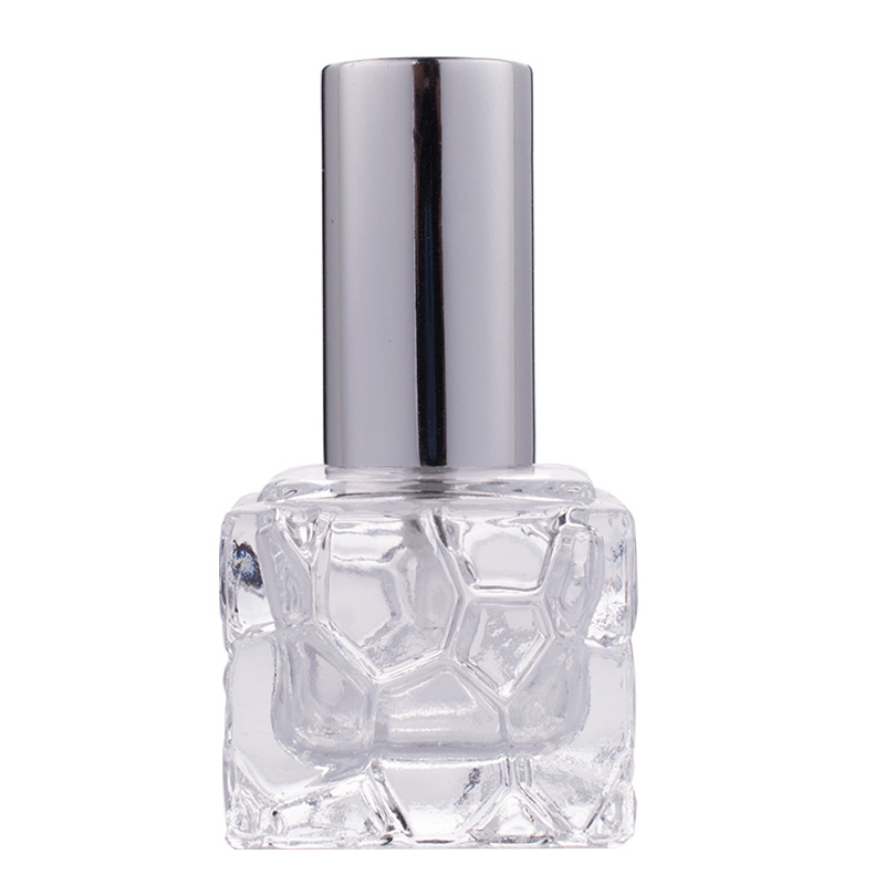 Fábrica en stock al por mayor 10ml cuadrado transparente spray de vidrio botella vacía perfume sub-embalaje botella pequeña portátil