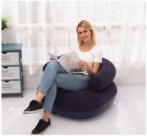 Thick inflatable sofa flocked single leisure lounge chair foldable inflatable stool U-shaped balcony sofa