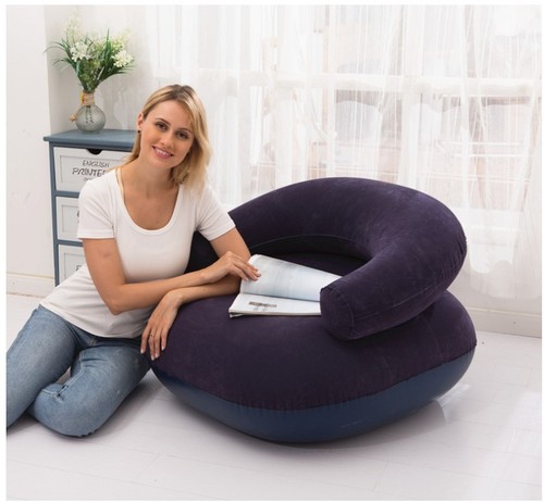 Thick inflatable sofa flocked single leisure lounge chair foldable inflatable stool U-shaped balcony sofa