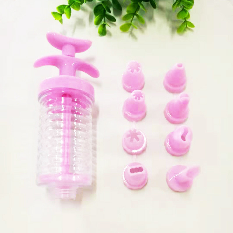 Baking Tools, Cream Nozzle, Cookie Decorating Gun, Plastic Decorating Device, 8-Piece Set, 8 Decorating Nozzles, Wholesale