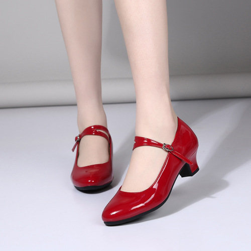 Dance shoes for women, soft soles, mid-heeled, adult dance shoes, square dance shoes for performances, silver seasons performances, breathable cross-border