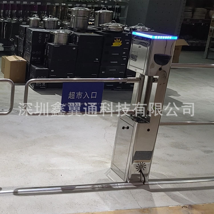 超市单向入口感应摆闸门禁机 商场出口语音播报闸机 单向禁行器