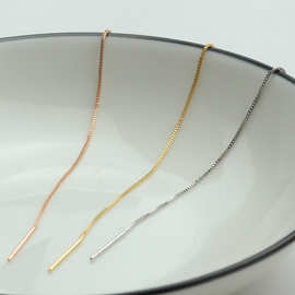 14K包金浅金色盒子链耳线 diy手工饰品配件 自制串珠细链盒仔百搭