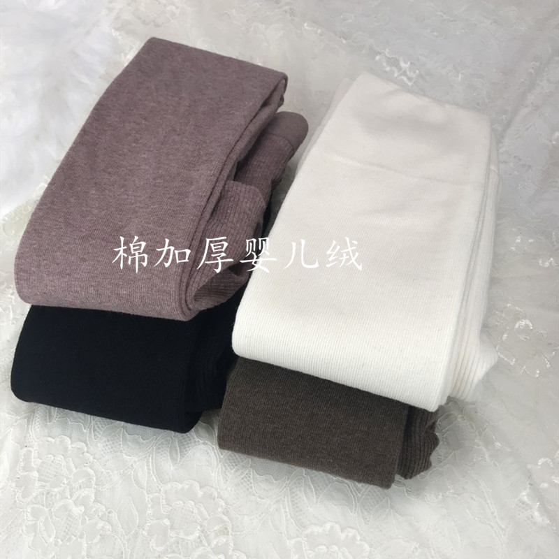 秋冬棉加厚婴儿绒连裤袜 竖条纹奶白番薯紫微压显瘦保暖连裤袜女