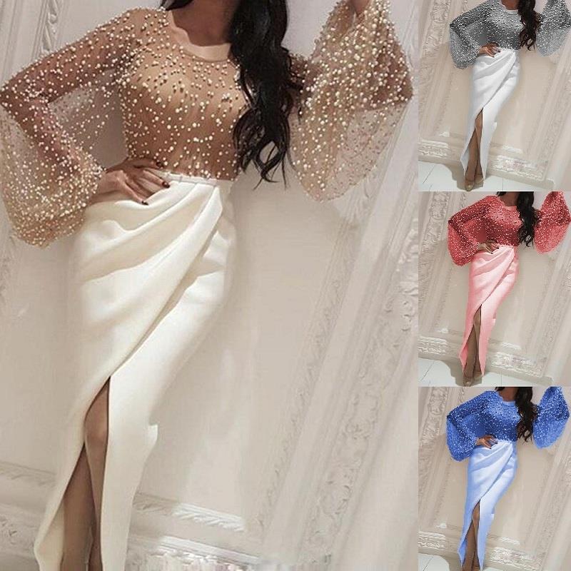 2025 Cross-Border Autum New European and American Clothing Fashionable and Elegant Long Skirt Mesh Slim Prom Cocktail Party Dress