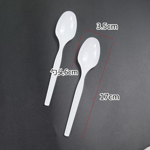Plastic Spatulas, Disposable, PS, 17cm Long, Fast Food Spoons, Fruit Scoops, Long Handle, Big Head Spoons - Factory Wholesale
