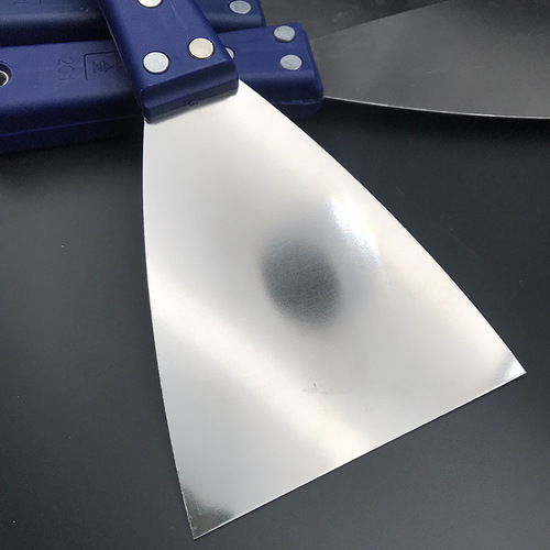 Stainless steel blue plastic handle self-produced and sold three-prong paint scraper ash removal tool tile cleaning joint knife swiping putty knife putty knife