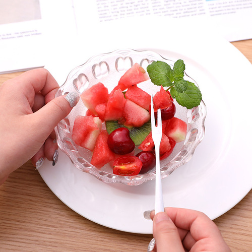 Stainless steel fruit fork, fashionable fruit pick, fruit fork, creative gift, factory direct sale