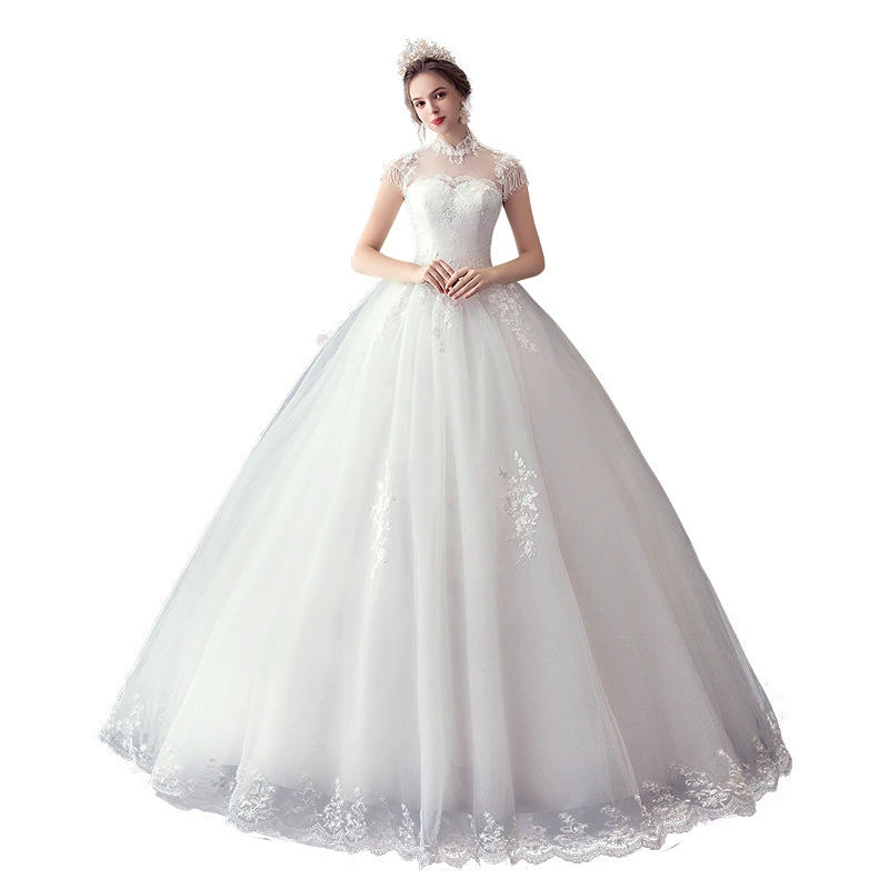 Свадебное платье невесты слим-стойка-однорукавное кружевное ball gown, плюс размеры S–26W