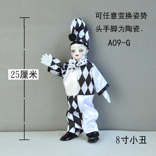 A09-G 8-inch Western Ceramic Clown Doll Ornaments Cirque Commemoration Cross-border E-Commerce Art Gift Handmade