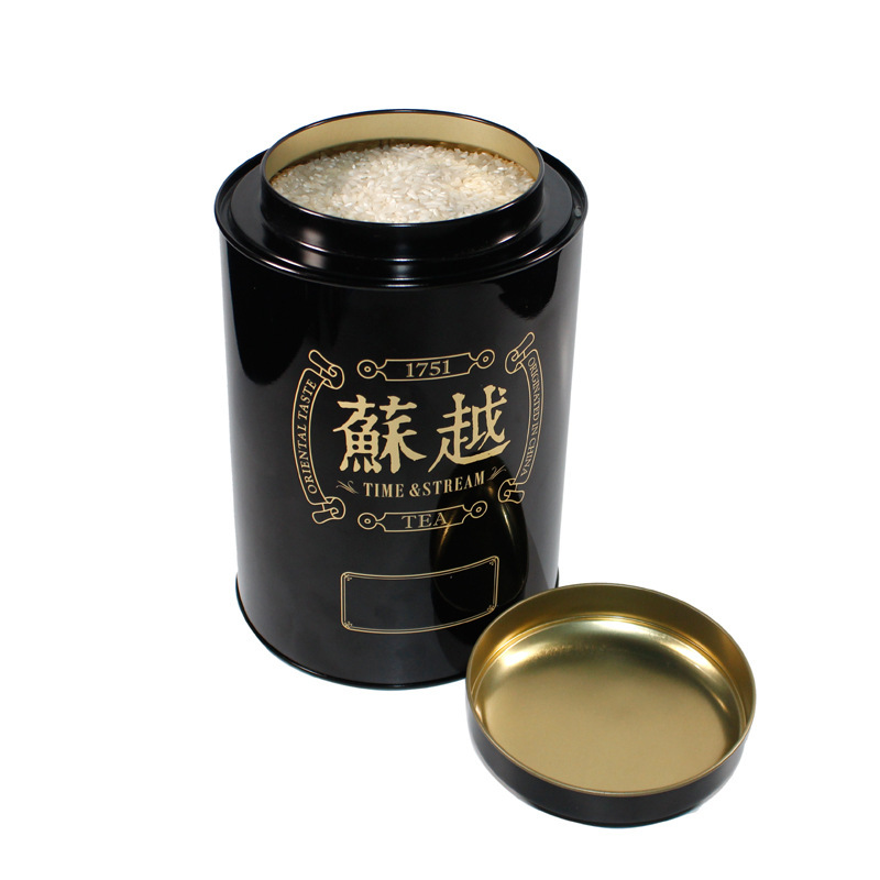 Gran grasa gruesa lata de té negro verde, polvo de frijol verde de arroz, lata de hierro redonda, ginseng y枸杞 medicina lata de sellado