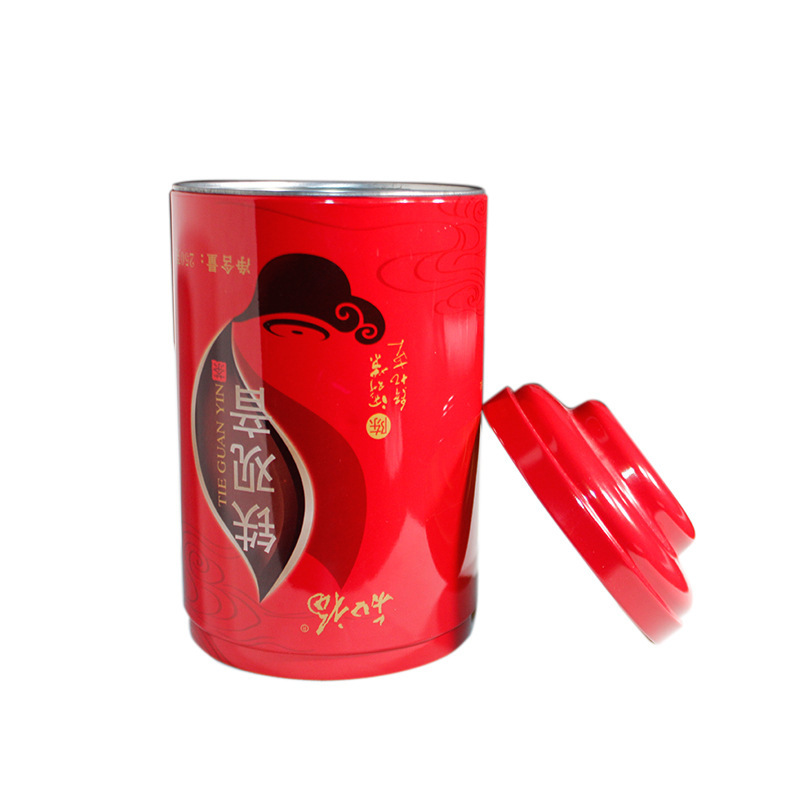 lata de estaño lata de té redonda hierro guanyin té negro caja de hierro empaquetado general comida metal lata de hierro barril
