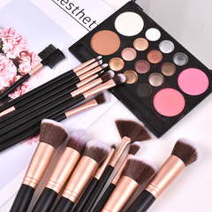 Amazon 16 Piece Black Makeup Brushes No Logo Cross-border Beauty Makeup Tools Foundation Brush