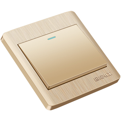 International Electrical Chardonnay Gold Wall Switch Outlet Panel SUB Five-Hole One-Lead Home Use Five-Hole Outlet Switch Panel