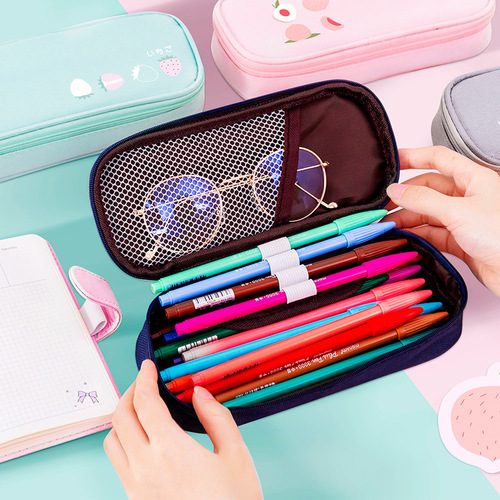 Simple student stationery storage creative stationery box Oxford cloth fruit pencil bag large capacity pencil bag advertising wholesale